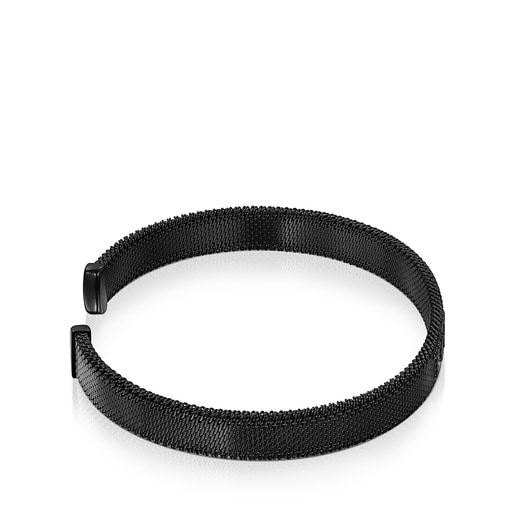 Bracciale in acciaio IP nero con lettere TOUS in rilievo. 0,6 cm. Maglia TOUS