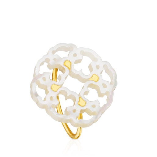 Anillo Mossaic Power de Oro y Nacar