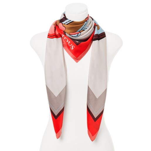 Red-multicolored TOUS Patch Scarf