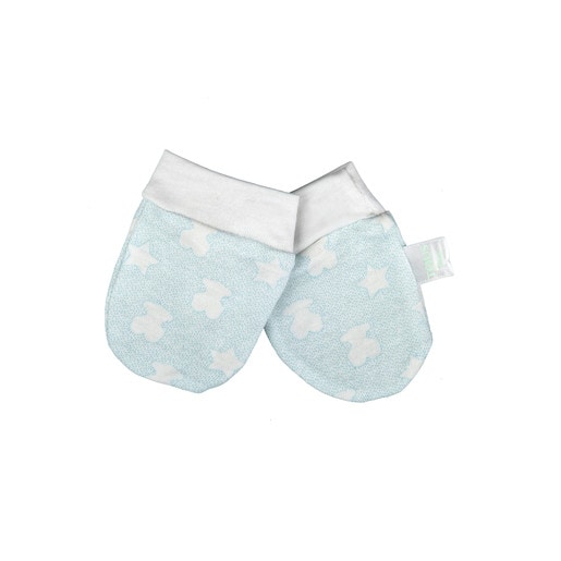 Micropoints homecoming mittens in sky blue