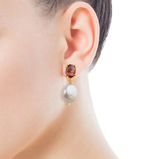 ATELIER Precious Gemstones Earrings in Gold with Tourmalines and Pearls