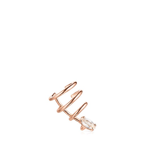Σκουλαρίκια-χειροπέδες Eklat από ροζ χρυσό vermeil με τοπάζι