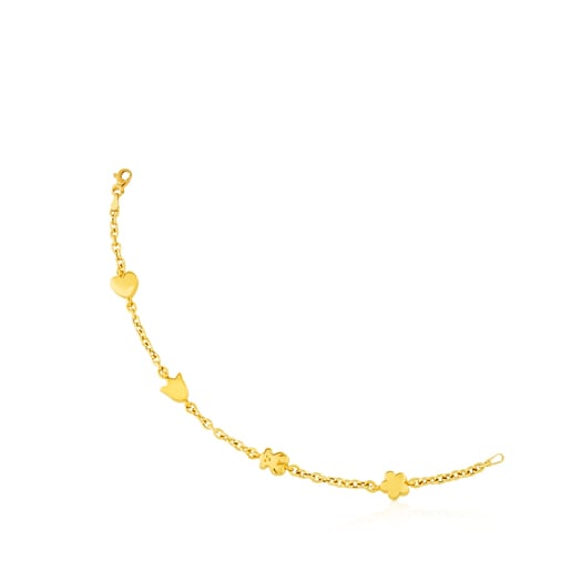 Gold Bracelet with Flower, Tulip, Heart and Bear motifs TOUS Sweet Dolls |  TOUS