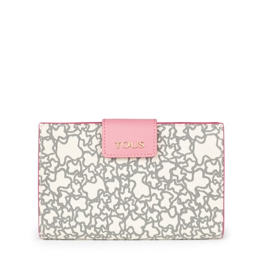 Portefeuille Kaos Mini moyen beige et fuchsia