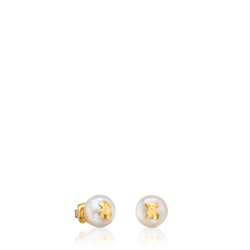Gold TOUS Bear Earrings with Pearls Bear motif