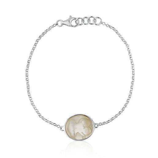 Silver Camee Bracelet with Mother-of-Pearl