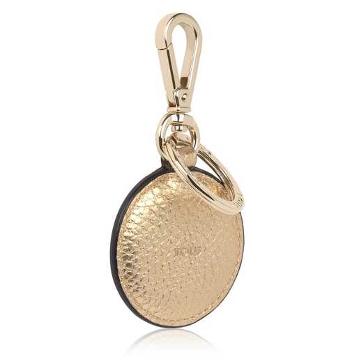 TOUS Leather Gold Lovers Circle Key Ring