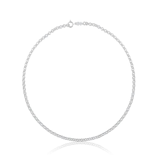 Enge Halskette TOUS Chain aus Silber, 40 cm lang mit runden Gliedern.