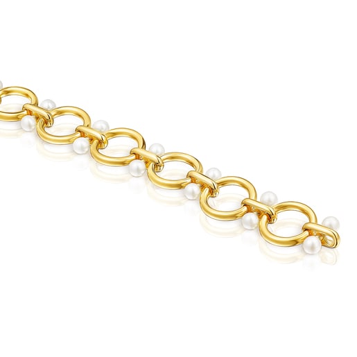 Silver Vermeil Hold rings Bracelet with Pearls
