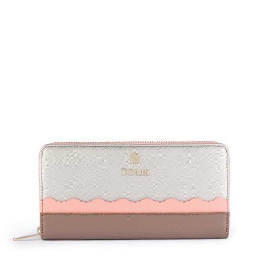 محفظة Carlata متوسطة الحجم باللون الفضي واللون الوردي