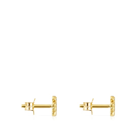 Gold TOUS Good Vibes clover Earrings with Diamonds