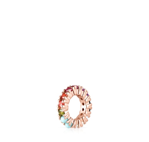 Ring Straight aus Rosé-Vermeil mit Edelsteinen