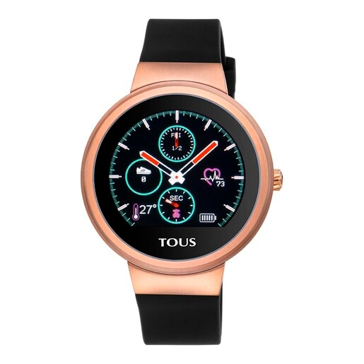 Rose IP Steel Rond Touch activity Watch with interchangeable Silicone strap