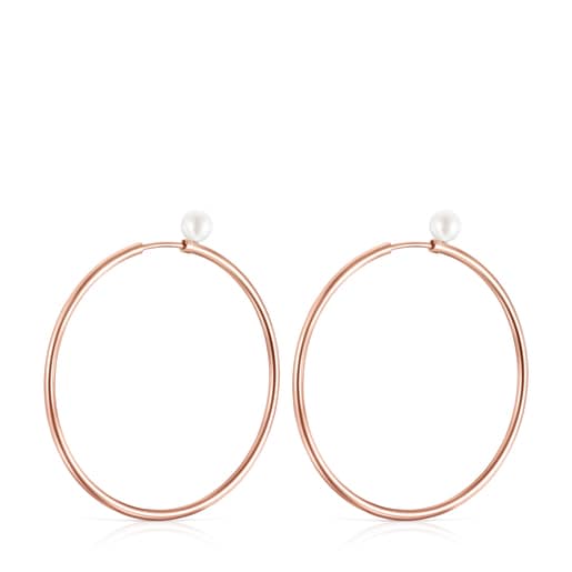 TOUS Basics large Earrings in Rose Silver Vermeil with Pearl