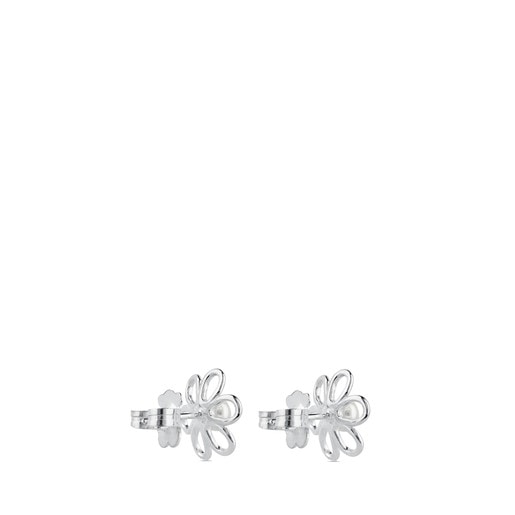 Silver and 0,55cm. Pearls TOUS Maggie Earrings with Flower motif