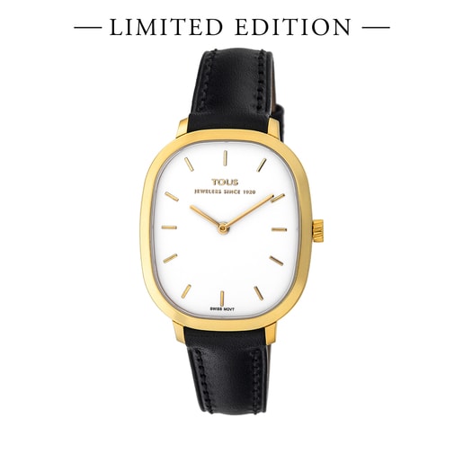 Gold Heritage watch with black leather strap - Limited Edition