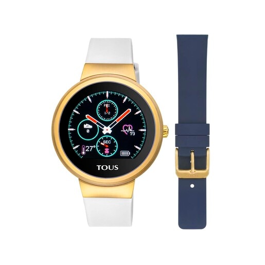 Gold IP Steel Rond Touch activity Watch with interchangeable Silicone strap