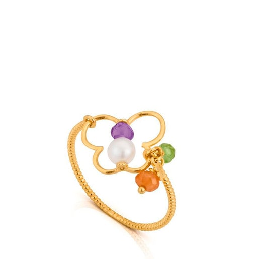 Gold Alicia Ring with Pearl and Gemstones
