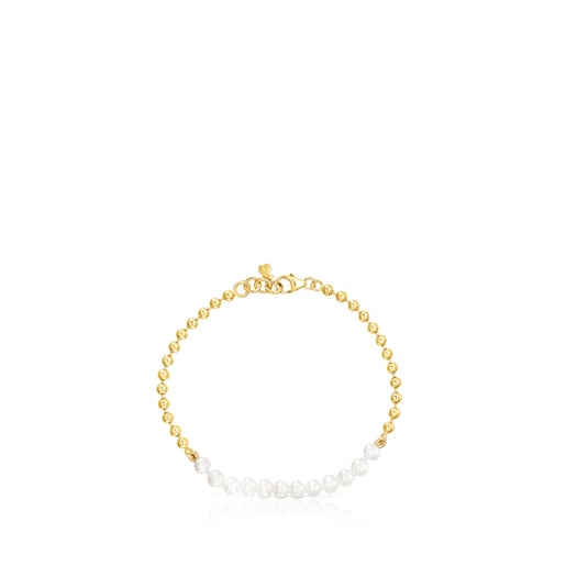 Pulsera Gloss con bano de oro 18 kt sobre plata y perlas