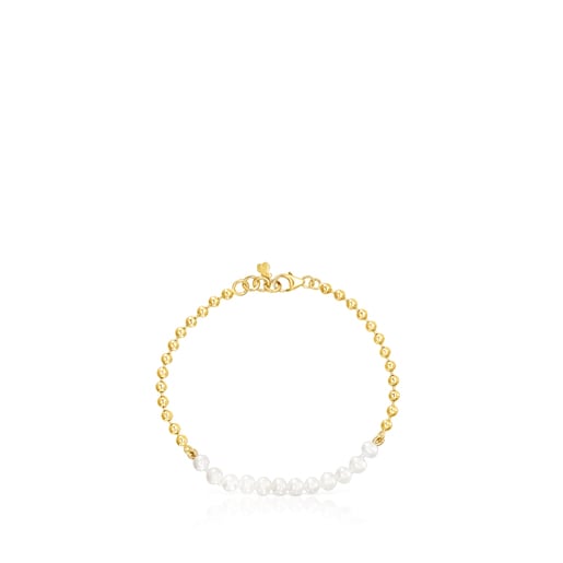 Pulsera con baño de oro 18 kt sobre plata y perlas Gloss