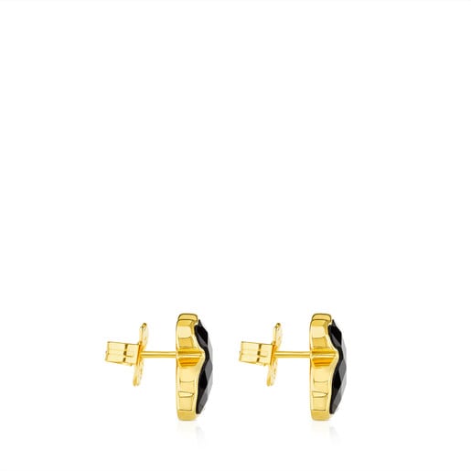 Vermeil Silver TOUS Color Earrings with faceted onyx