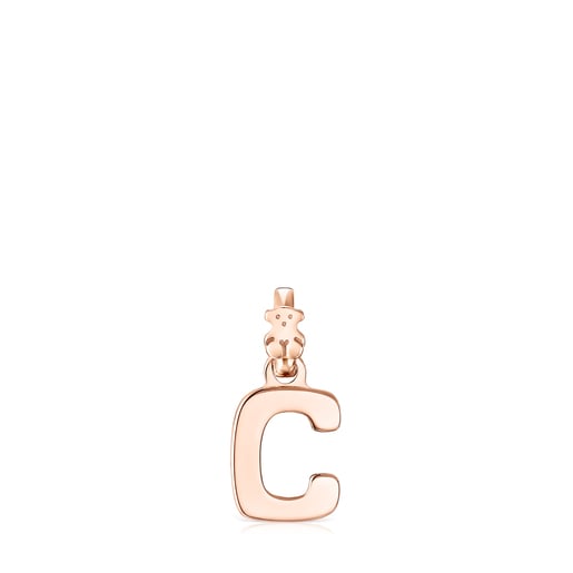 Pingente Alphabet letra C em Prata Vermeil rosa