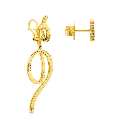 Gold Lio Gem Earrings with Gemstones