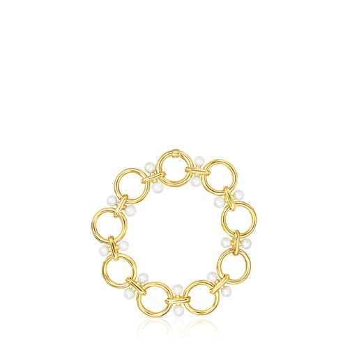 Silver Vermeil Hold rings Bracelet with Pearls
