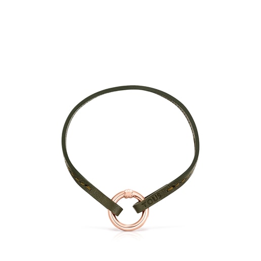 Set: браслет и чокер Hold из зеленой кожи