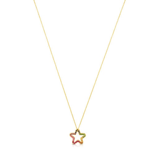 Collar de oro con gemas multicolores motivo estrella pequeño Icon
