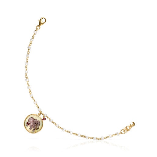 Bracelet La XIII en Or Vermeil avec Perles, Nacre et Rubis