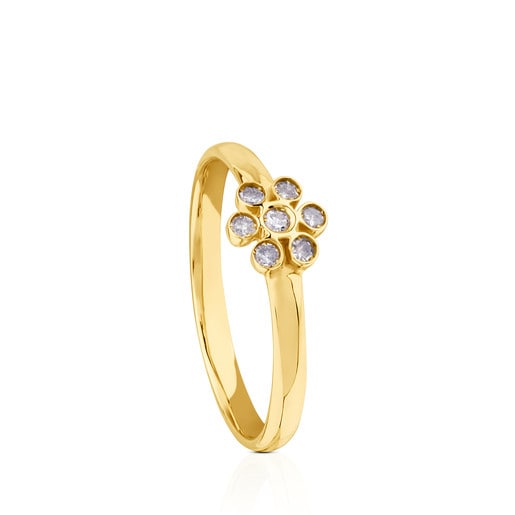 Gold Gem Power Ring with Diamonds