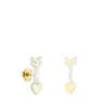 Gold San Valentín arrow Earrings with Mother-of-pearl