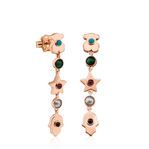 Rose Vermeil Silver Super Power Earrings with Gemstones