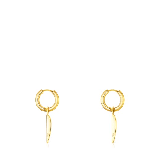 Aretes Fragile Nature hoja con baño de oro 18 kt sobre plata