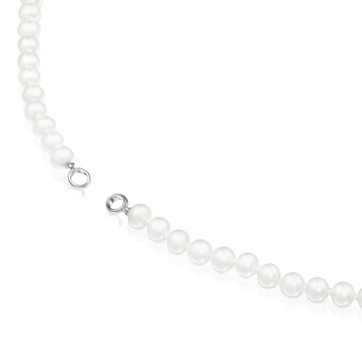 Silver TOUS Hold Necklace with Pearls 42cm.