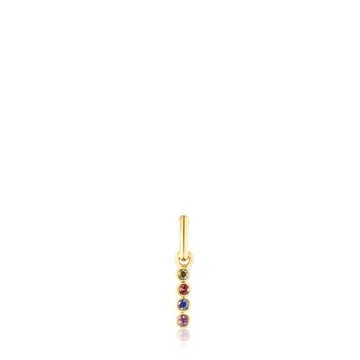 Gold Straight Color Pendant with Gemstones