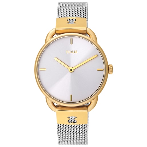 Two tone gold colored IP Steel Let Mesh Watch