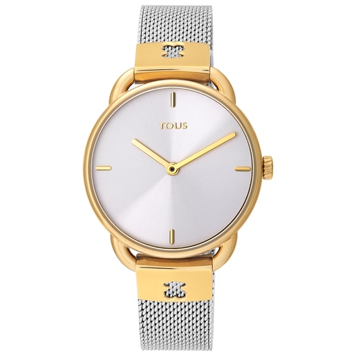 Two-tone/gold-colored IP Steel Let Mesh Watch