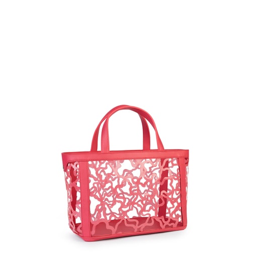 Small coral colored Vinyl Kaos Shock Tote bag