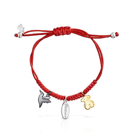 TOUS Good Vibes motif bracelet with red cord