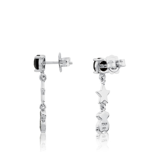 Silver TOUS Join Earrings with faceted Onyx and Spinels