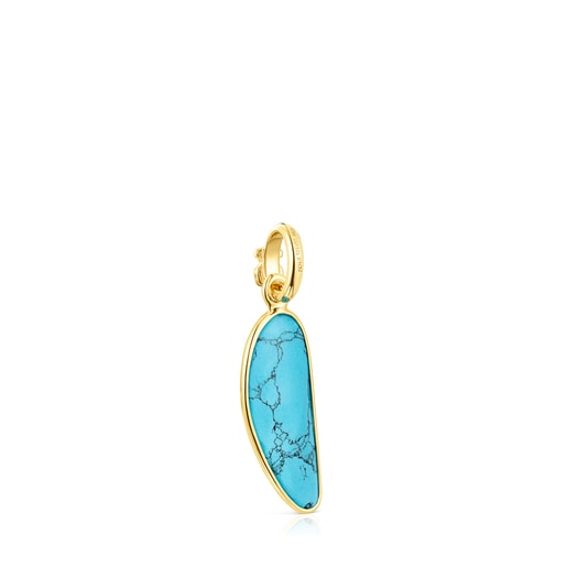 Silver Vermeil Fragile Nature leaf Pendant with Magnesite