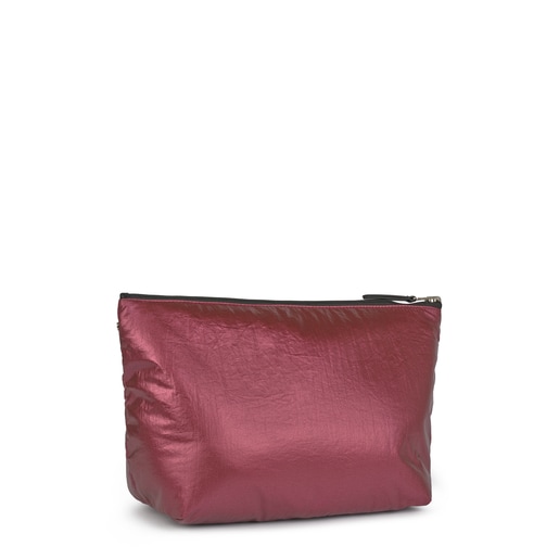 Μικρού μεγέθους, μεταλλικό ροζ-μαύρη τσάντα δύο όψεων Kaos Shock