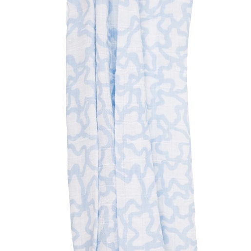 Kaos print Muslin blanket with Sky blue Bear cover 