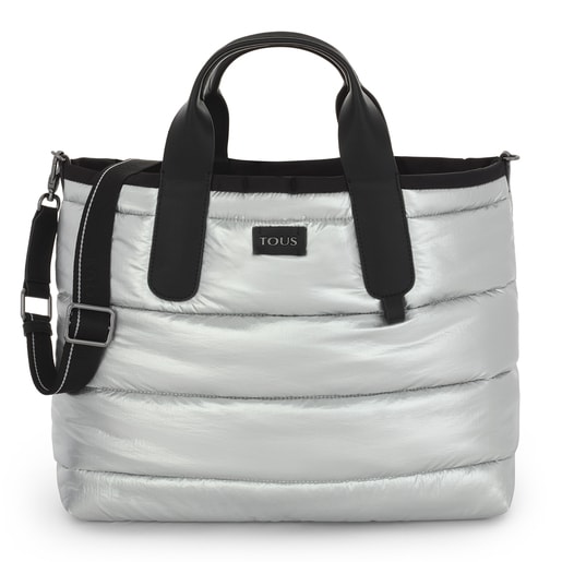 Gun-black Pleat Up tote bag