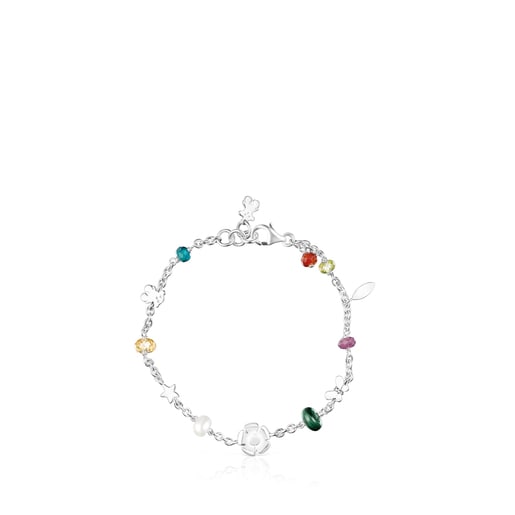 Silver Fragile Nature Bracelet with Gemstones | TOUS