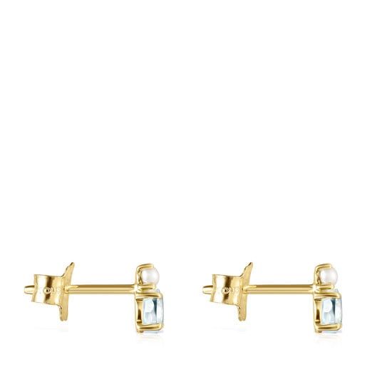 Mini Ivette Earrings in Gold with Topaz and Pearl