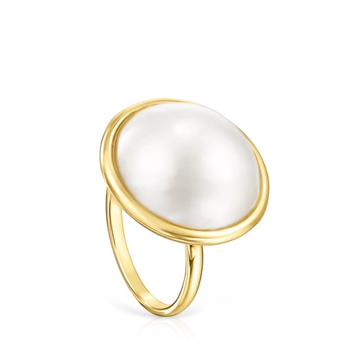 Gold Avalon Ring with 51/100 Pearl