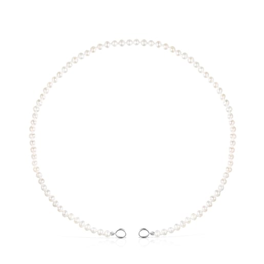 Silver TOUS Hold Necklace with Pearls. 42cm.